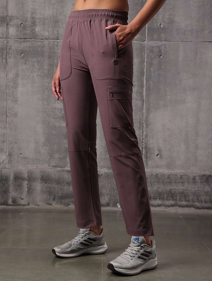 women solid mid rise regular track pant - 22512207 -  Standard Image - 2