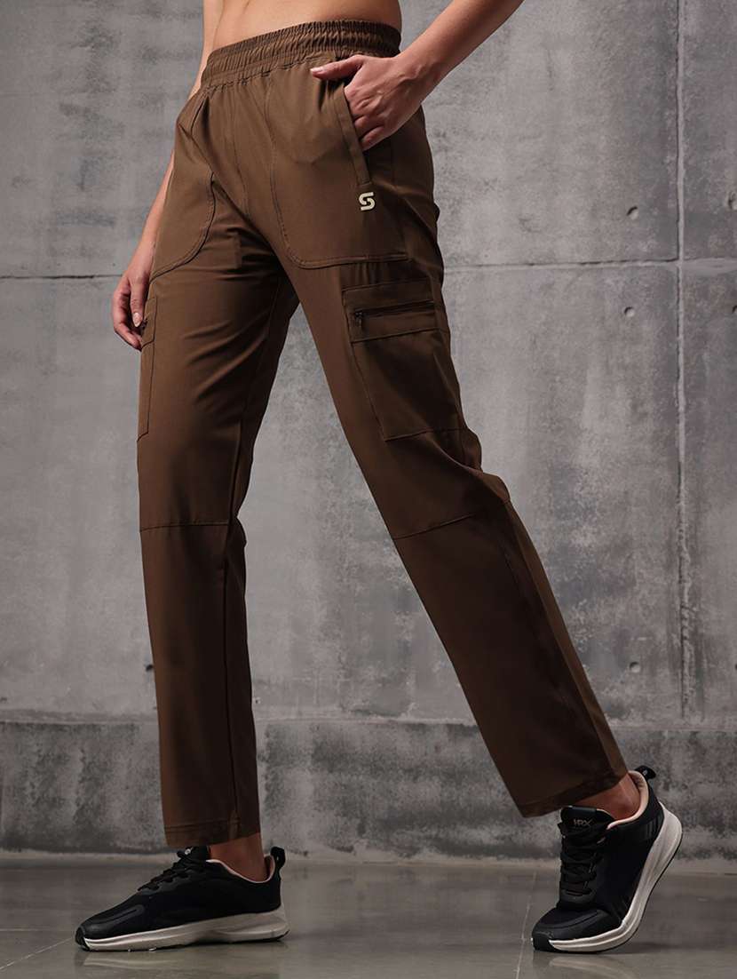 women solid mid rise track pant - 22512208 -  Standard Image - 2