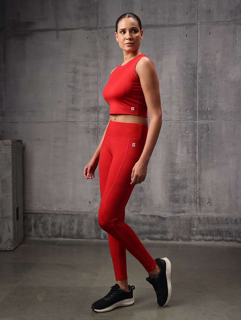 women solid sleeveless top and leggings active wear set - 22512216 -  Standard Image - 2
