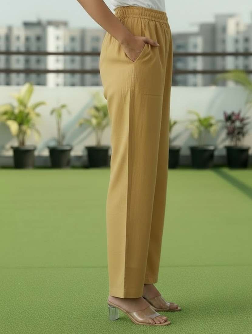 women solid mid rise straight fit palazzo - 22512218 -  Standard Image - 2