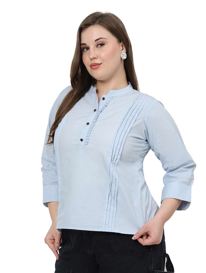 women solid three quarter sleeves regular top - 22512277 -  Standard Image - 2