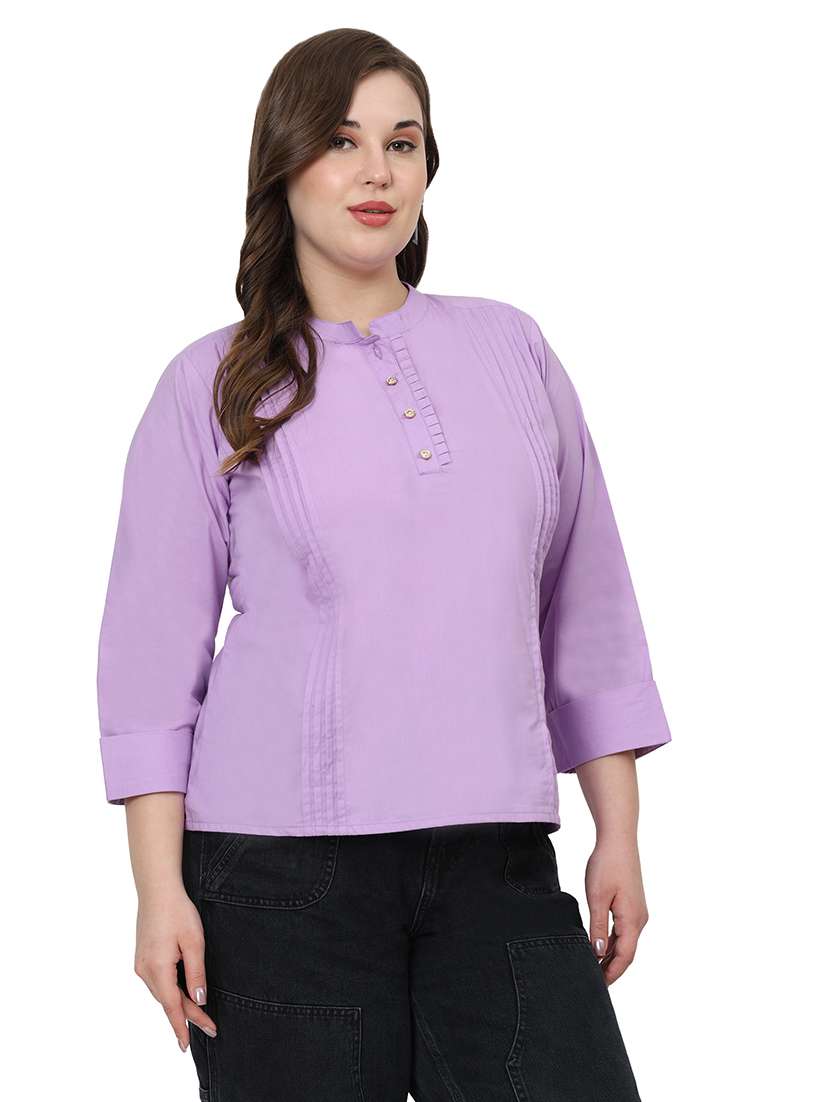 women solid three quarter sleeves regular top - 22512278 -  Standard Image - 2