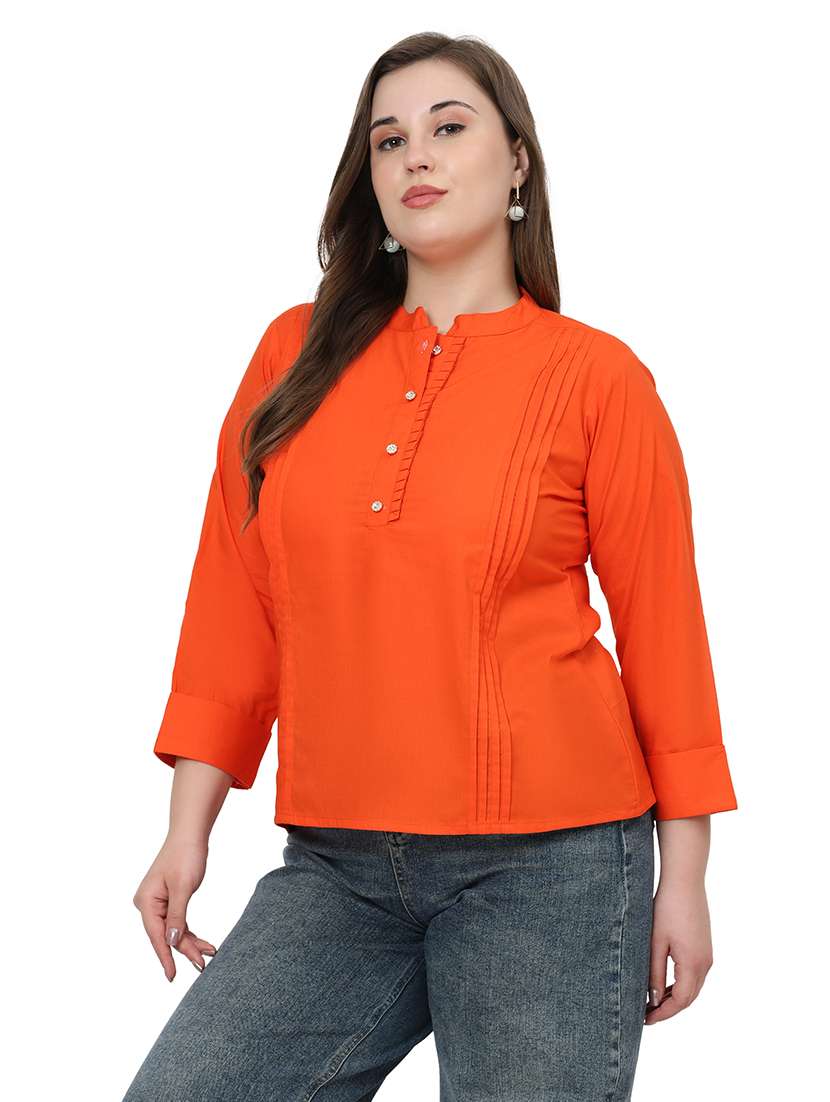 women solid three quarter sleeves regular top