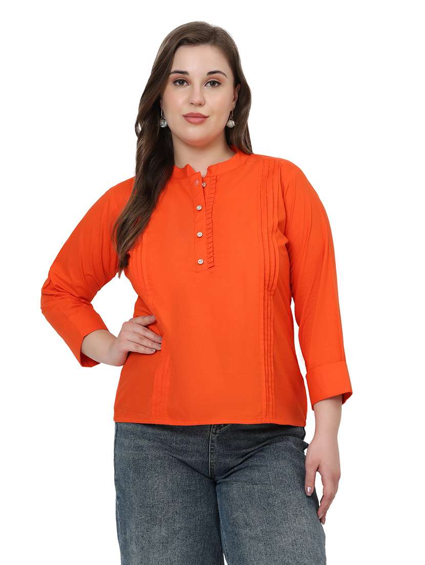 women solid three quarter sleeves regular top - 22512280 -  Standard Image - 2