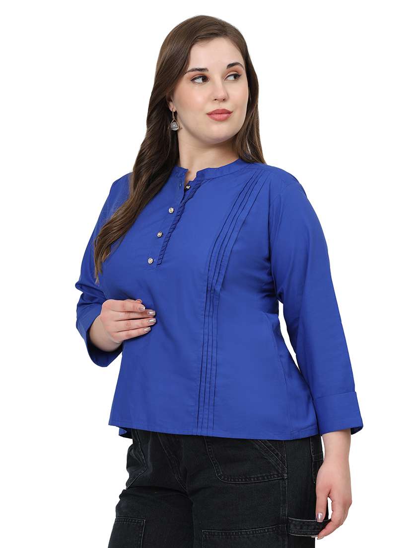women solid three quarter sleeves regular top - 22512284 -  Standard Image - 2