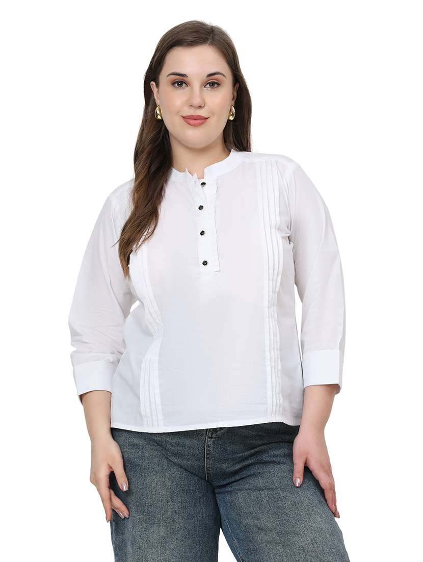 women solid three quarter sleeves regular top