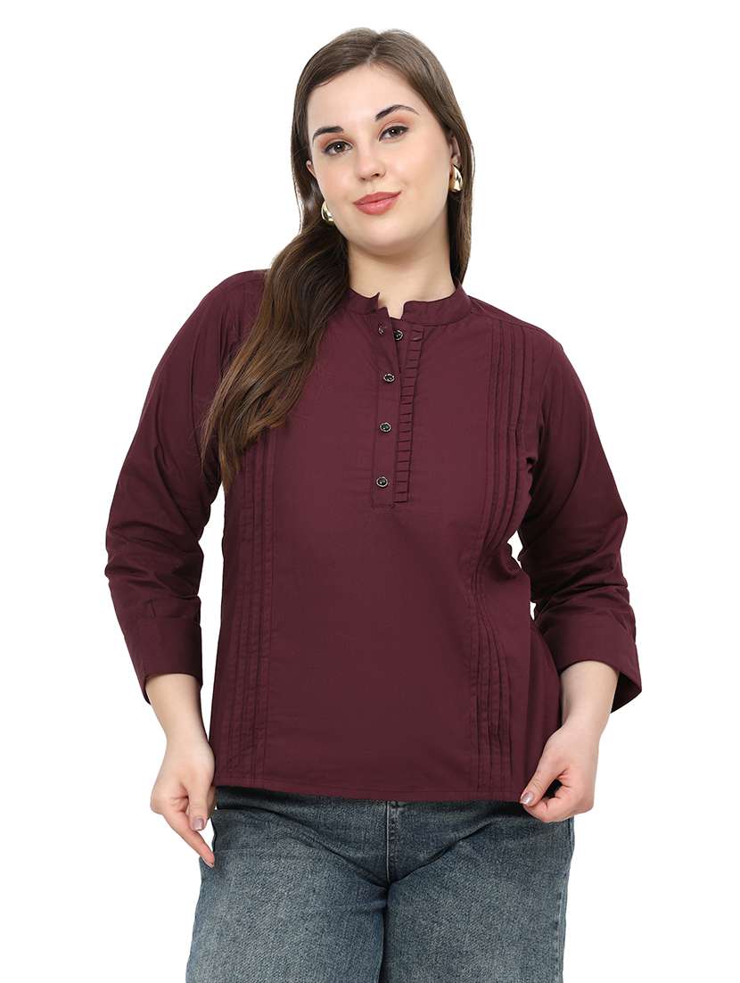 women solid three quarter sleeves regular top