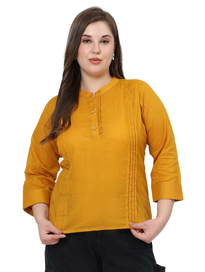 women solid three quarter sleeves regular top - 22512288 -  Standard Image - 2