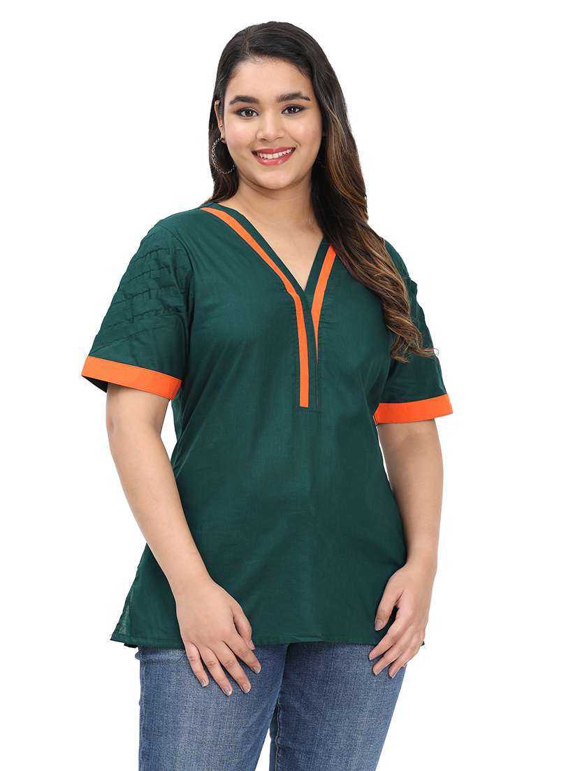 women solid v neck short sleeves regular top