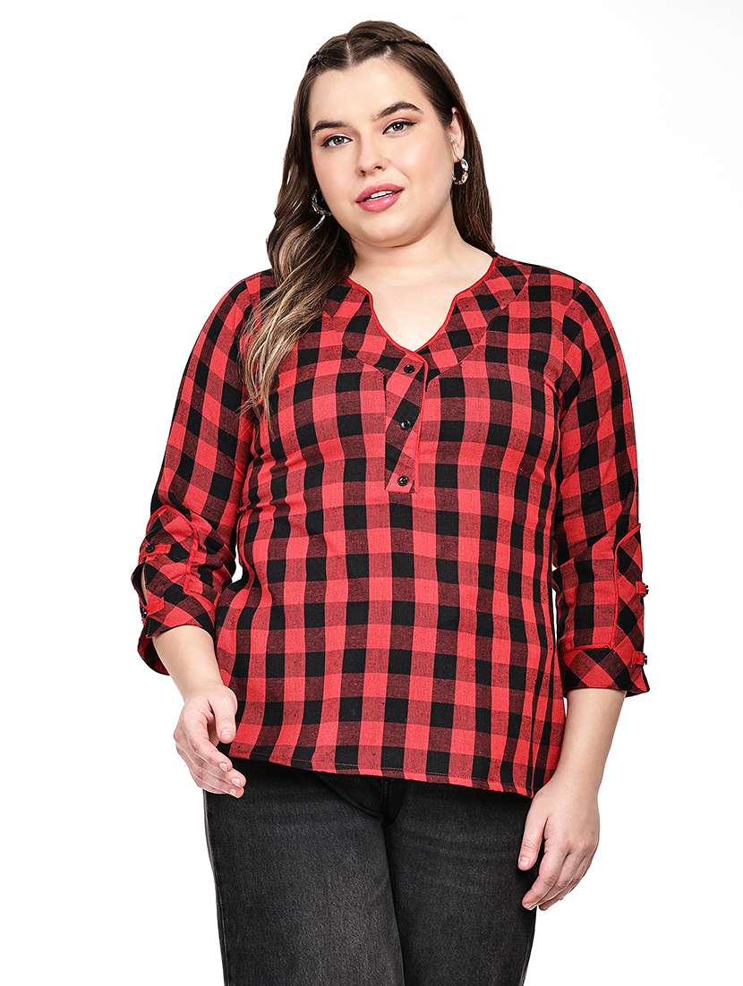 red crepe regular top