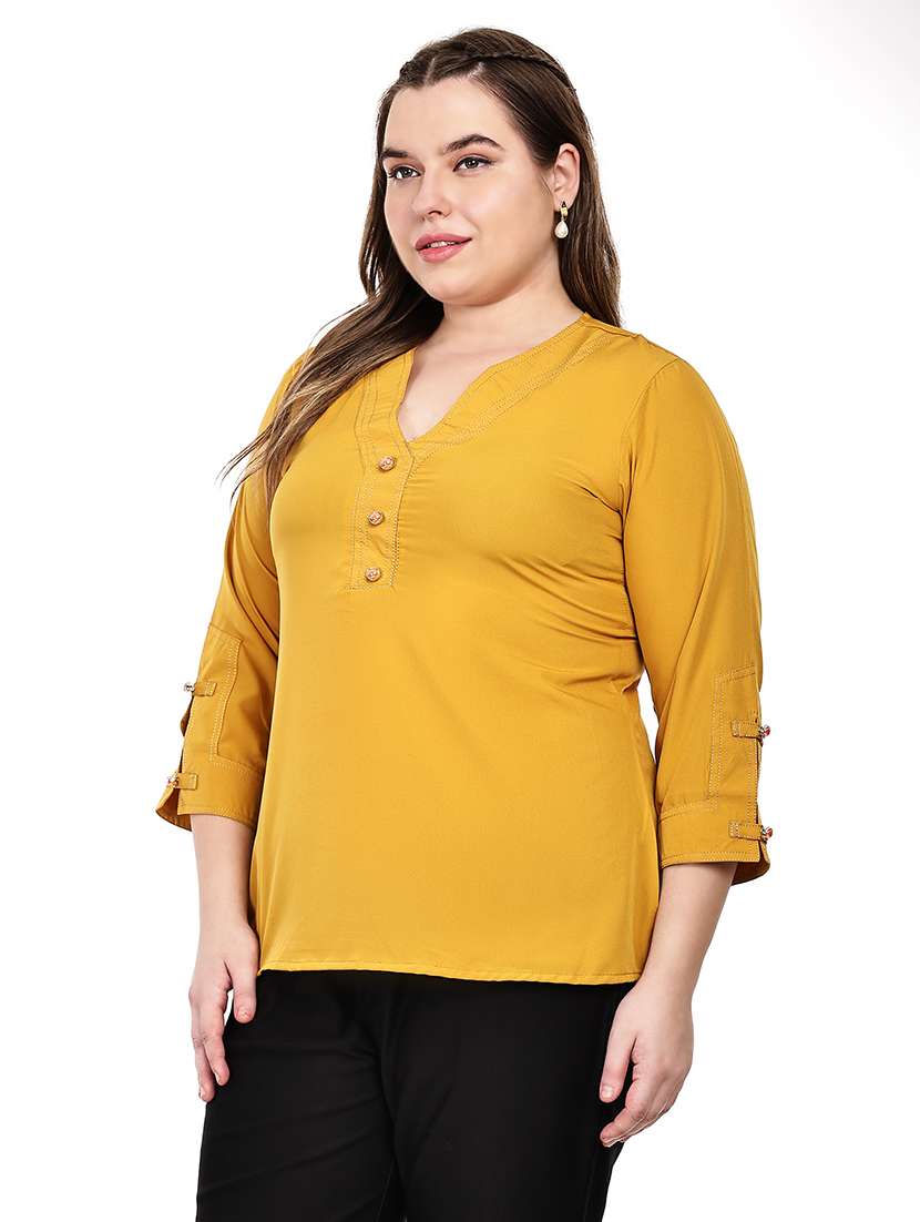 Women Solid Three Quarter Sleeves Regular Top - 22512302 -  Standard Image - 2