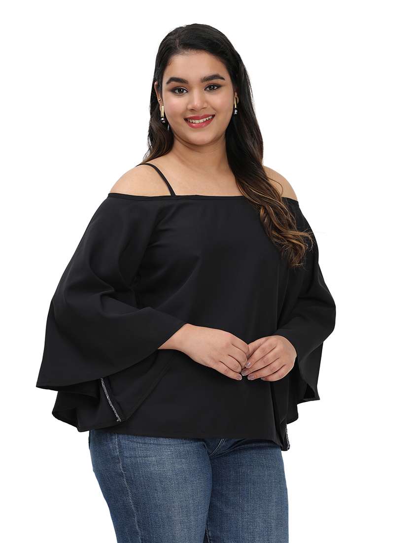 Women Solid Cold Shoulder Top - 22512306 -  Standard Image - 2