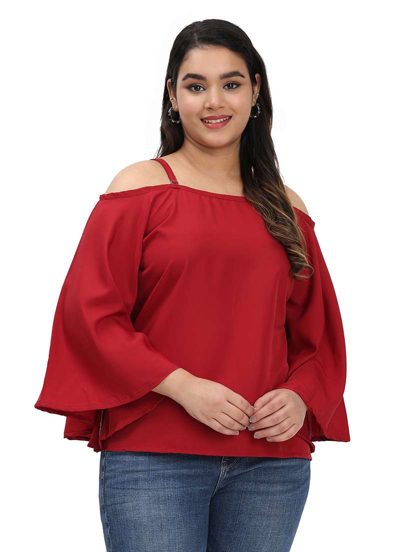 red crepe regular top