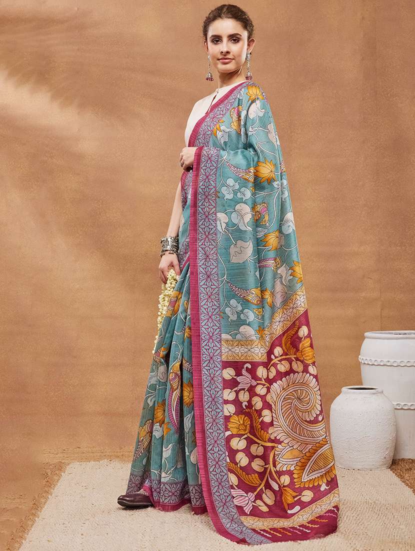 women kalamkari ready to wear saree with blouse - 22512344 -  Standard Image - 2
