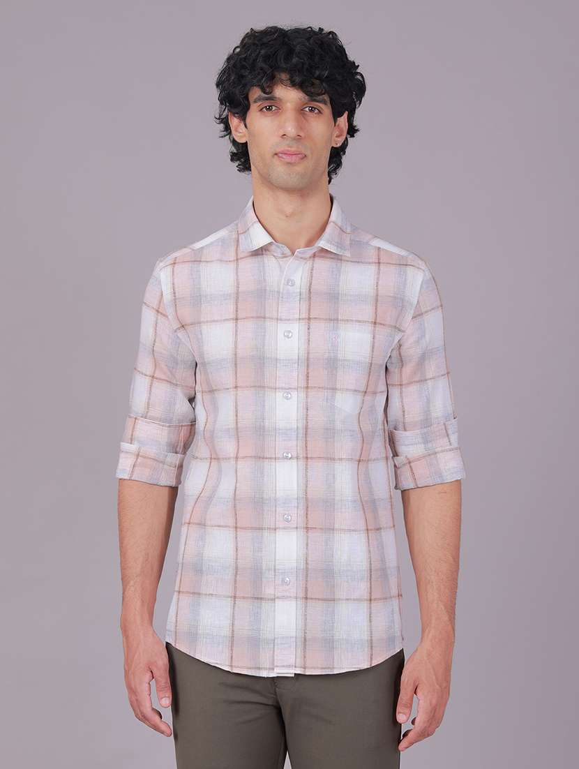 men checkered long sleeve regular fit casual shirt