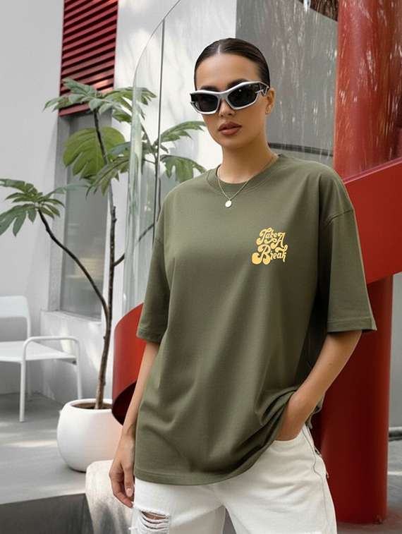 olive cotton oversized tshirt - 22512508 -  Standard Image - 2