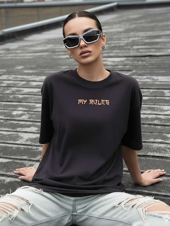 black cotton oversized tshirt - 22512512 -  Standard Image - 2