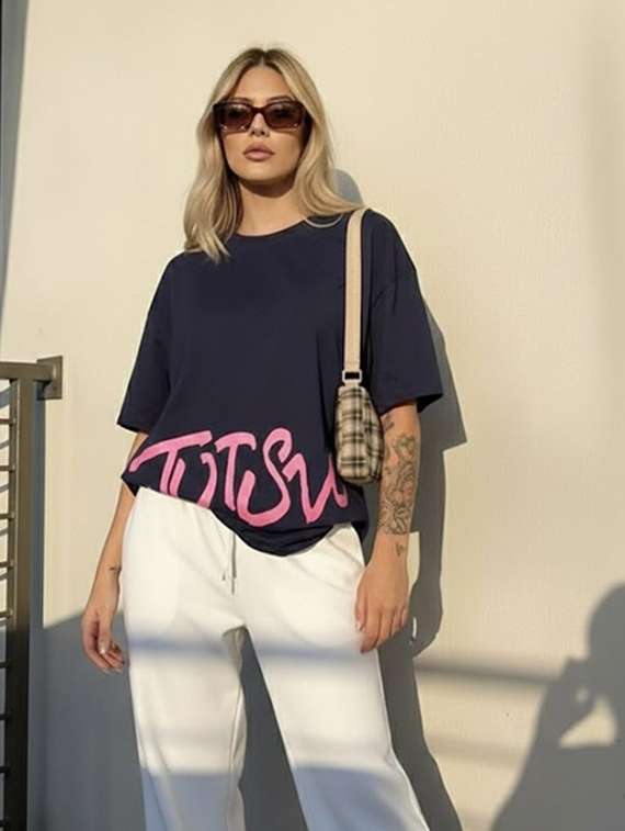 women printed round neck oversized t-shirt - 22512516 -  Standard Image - 2
