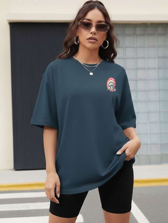 women printed round neck oversized t-shirt - 22512519 -  Standard Image - 2