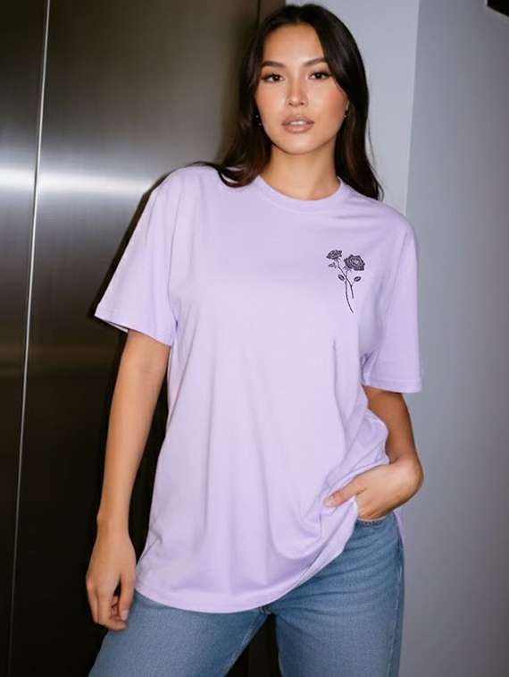 women printed round neck oversized t-shirt - 22512528 -  Standard Image - 2