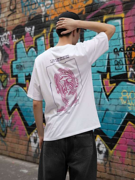 men printed short sleeve oversized t-shirt