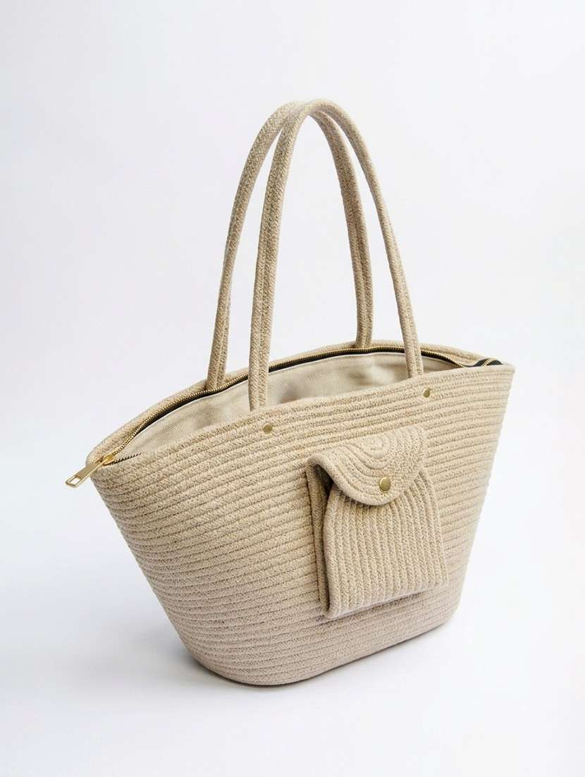 beige cotton tote bag with zip closure - 22512675 -  Standard Image - 2