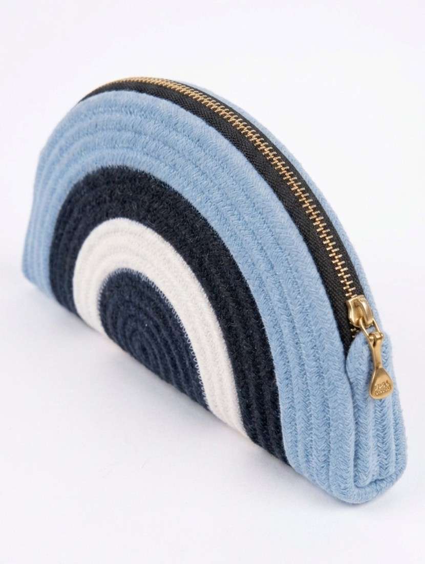 blue and white woven half moon shaped clutch bag - 22512676 -  Standard Image - 2