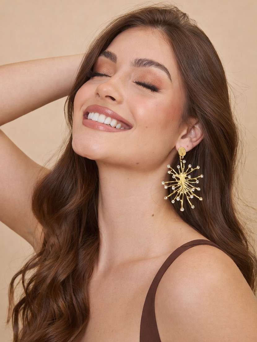 gold starburst crystal drop earrings - 22512688 -  Standard Image - 2