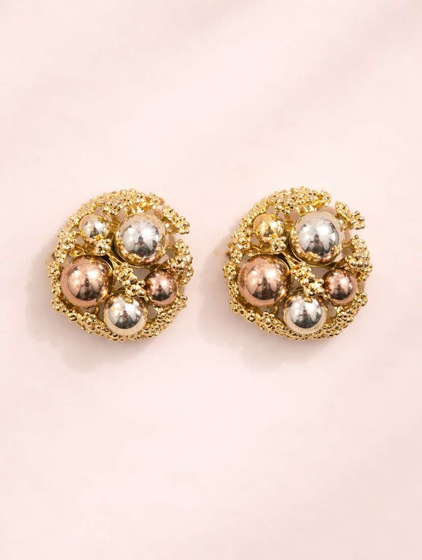 premium gold-tone round cluster stud earrings for women