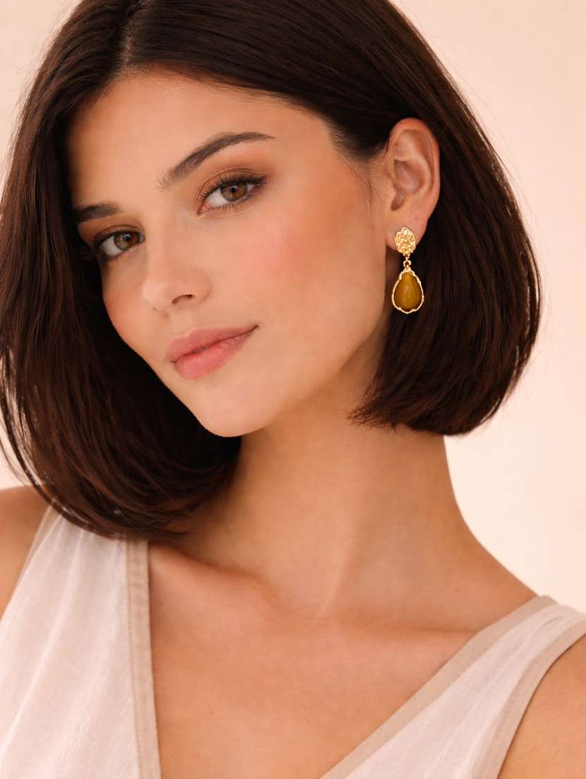 elegant gold-tone teardrop stone earrings for women - 22512703 -  Standard Image - 2
