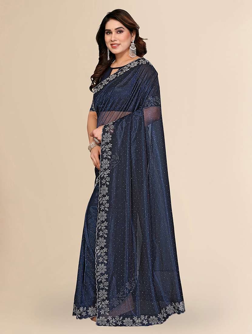 women solid with work embellished saree with blouse - 22512722 -  Standard Image - 2