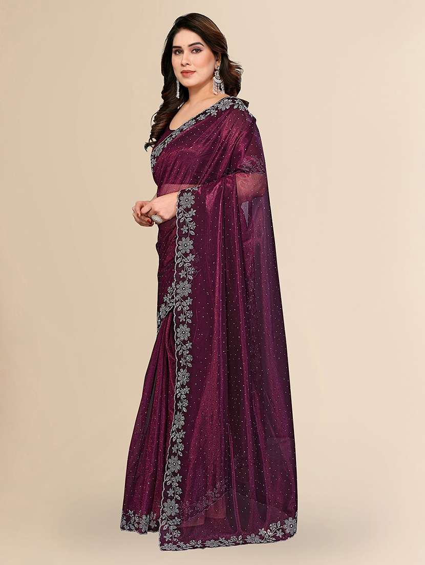 women solid with work embellished saree with blouse - 22512724 -  Standard Image - 2