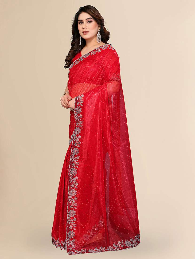 women solid with work embellished saree with blouse - 22512727 -  Standard Image - 2
