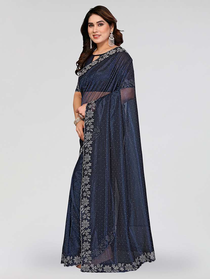 women solid with work embellished saree with blouse - 22512734 -  Standard Image - 2