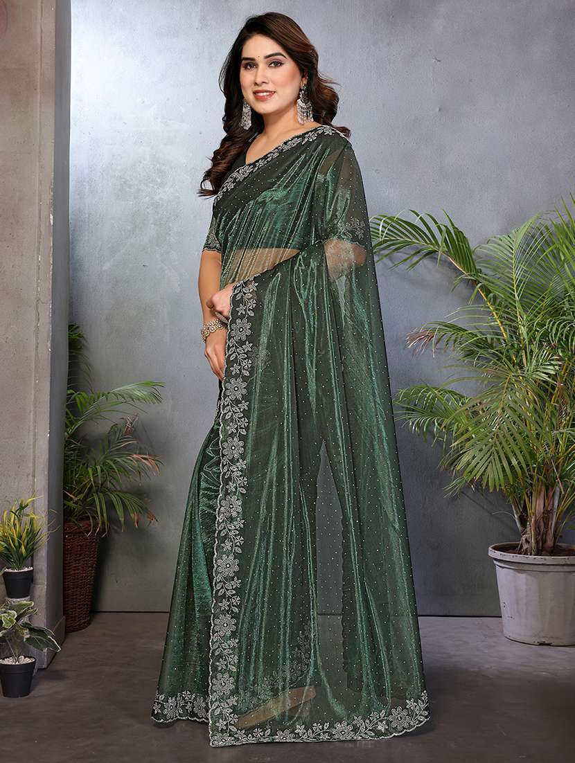 women solid with work embellished saree with blouse - 22512743 -  Standard Image - 2
