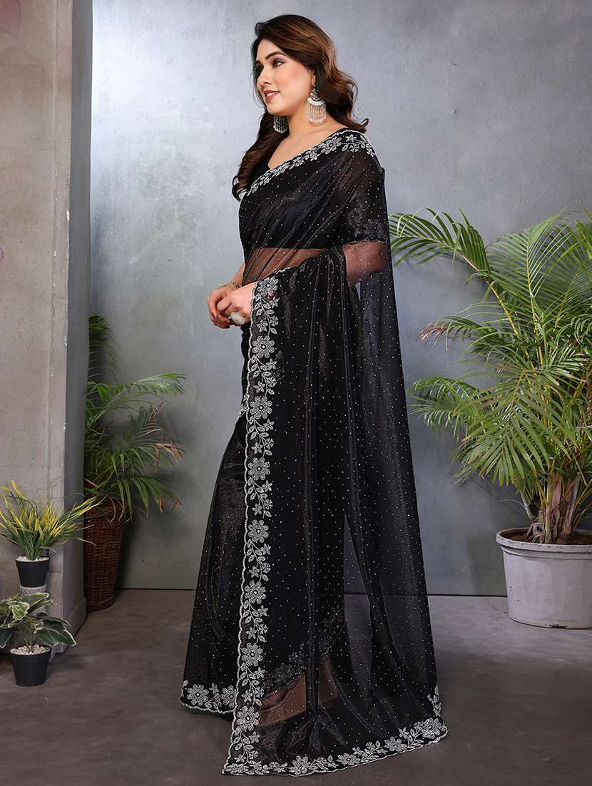 women solid with work embellished saree with blouse - 22512744 -  Standard Image - 2