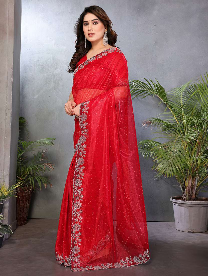 Women Solid With Work Embellished Saree With Blouse - 22512745 -  Standard Image - 2