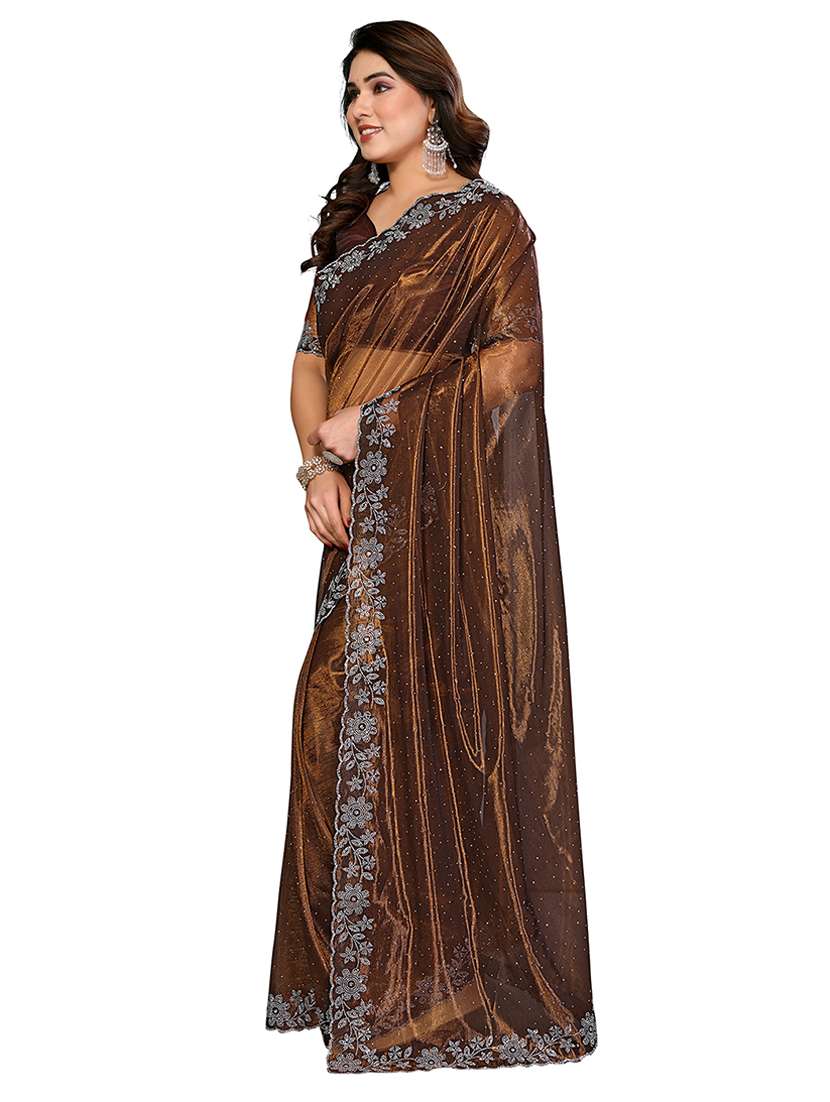women solid with work embellished saree with blouse - 22512747 -  Standard Image - 2