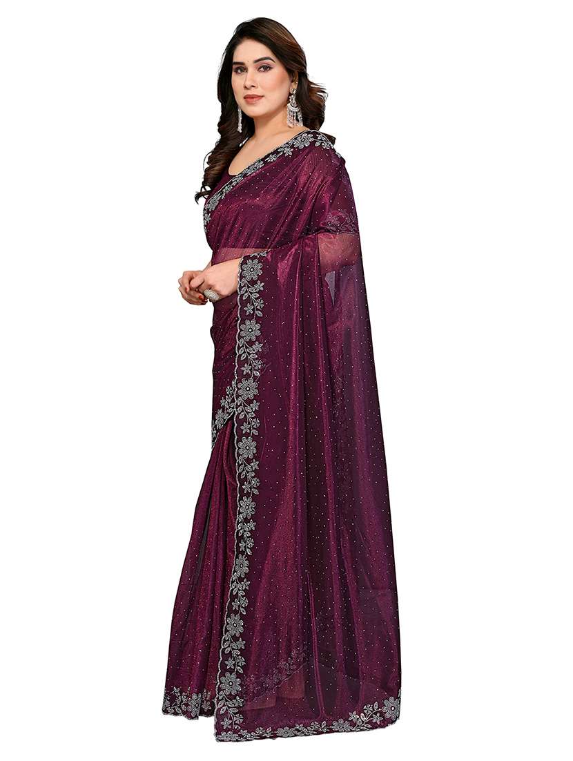 women solid with work embellished saree with blouse - 22512748 -  Standard Image - 2
