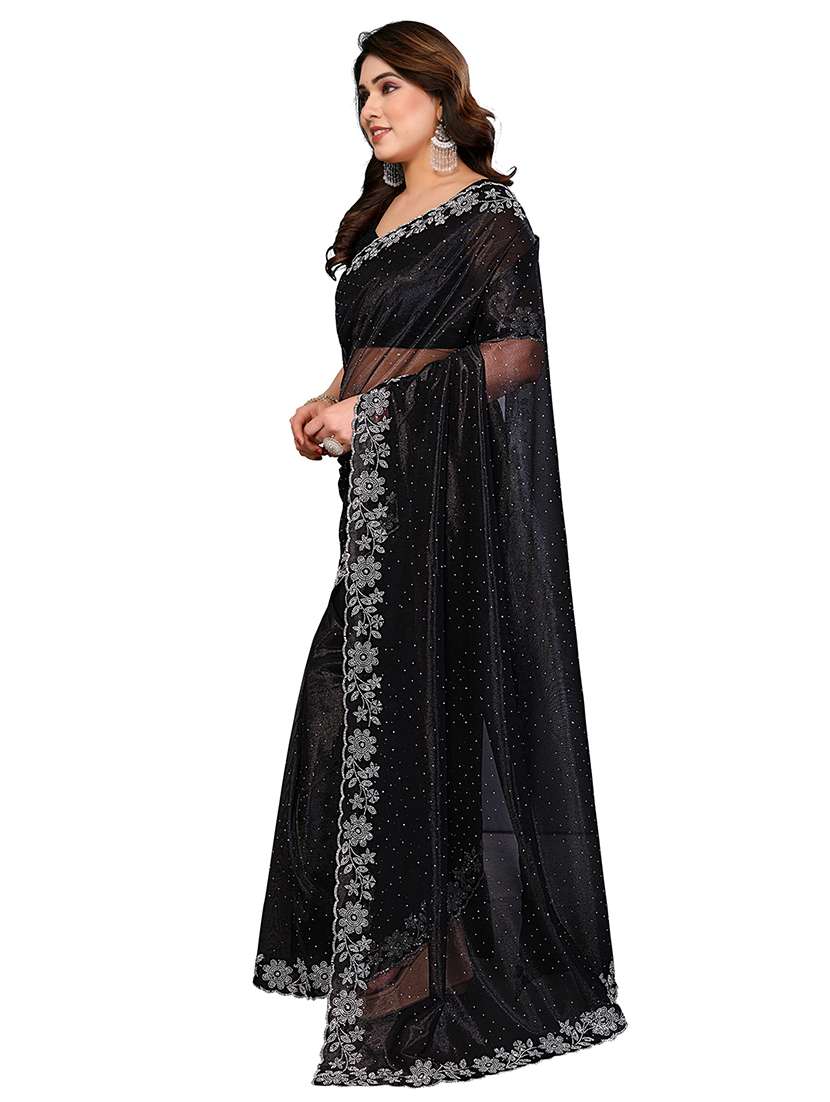 women solid with work embellished saree with blouse - 22512750 -  Standard Image - 2