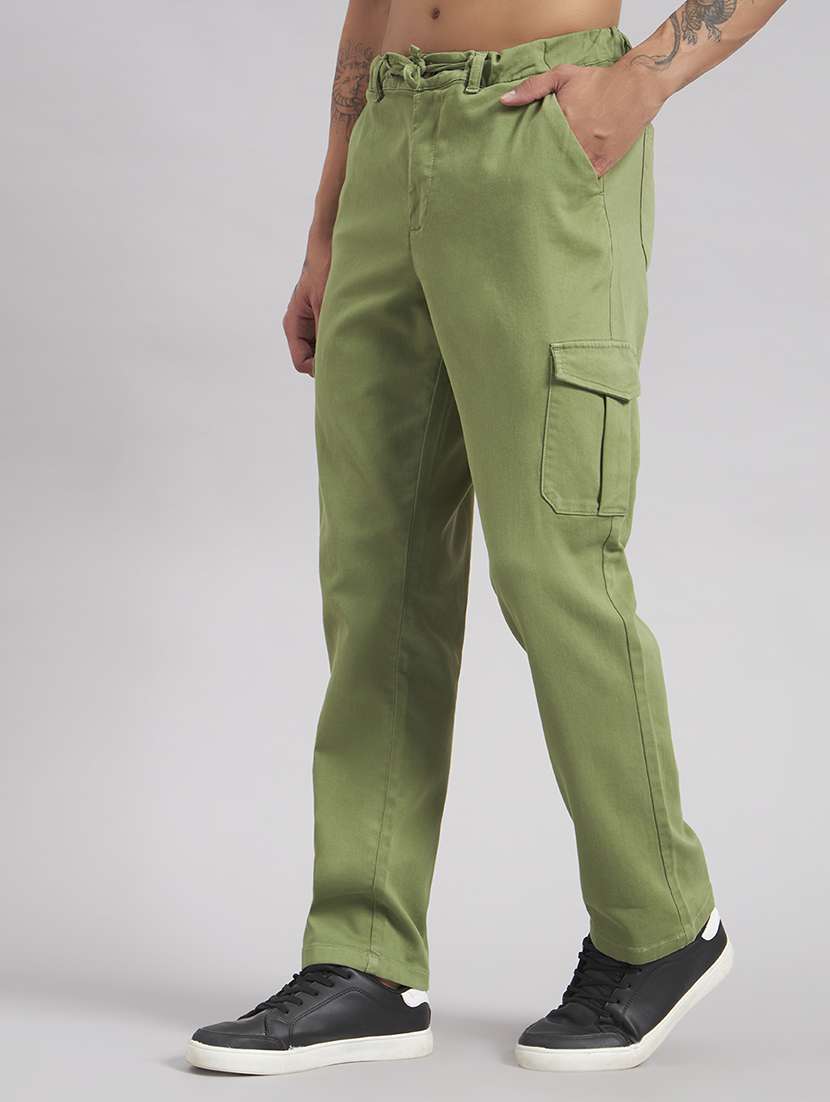 Men Solid Mid Rise Loose Fit Cargo - 22512757 -  Standard Image - 2