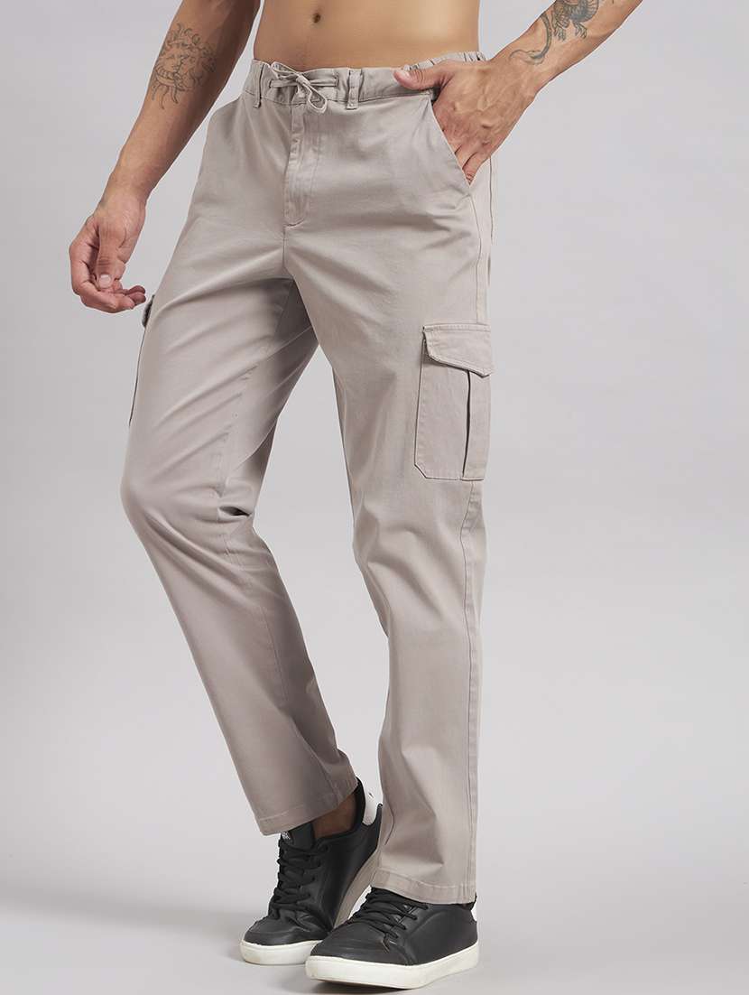 Men Solid Mid Rise Regular Fit Cargo - 22512758 -  Standard Image - 2