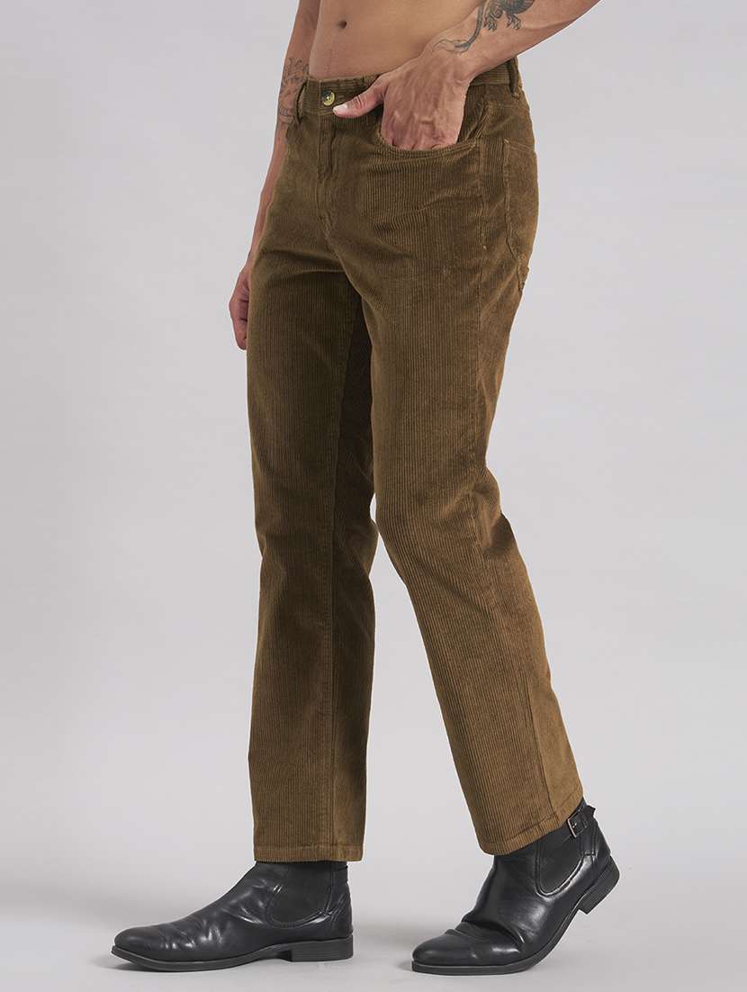 men solid mid rise flat front casual trouser - 22512762 -  Standard Image - 2