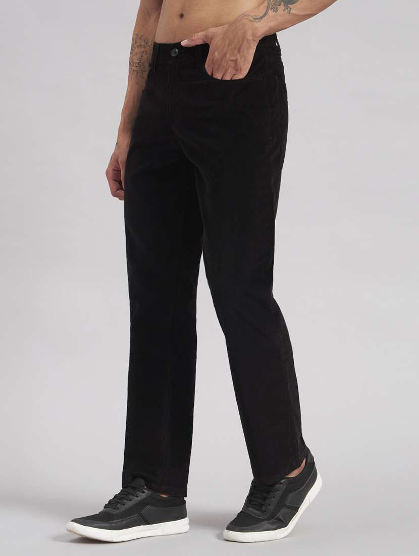 men solid mid rise flat front casual trouser - 22512765 -  Standard Image - 2
