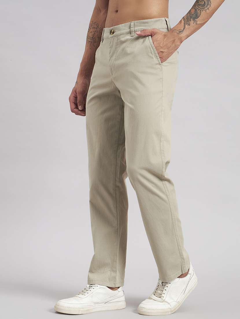 men solid mid rise flat front casual trouser - 22512767 -  Standard Image - 2