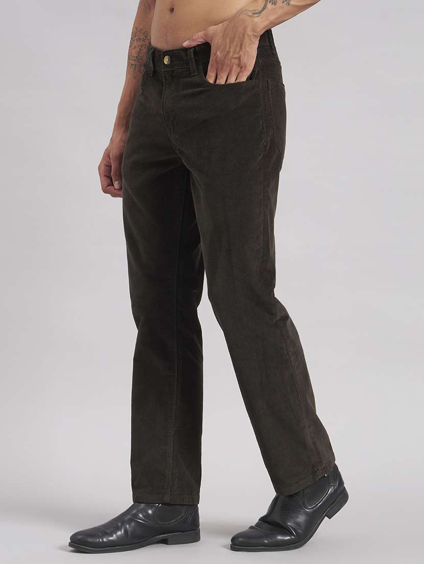 Men Solid Mid Rise Flat Front Casual Trouser - 22512768 -  Standard Image - 2