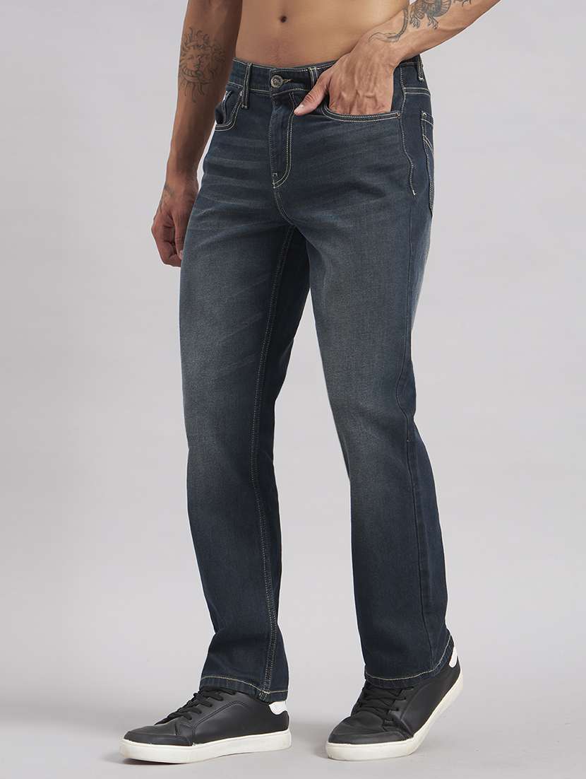 men washed mid rise full length straight jeans - 22512779 -  Standard Image - 2