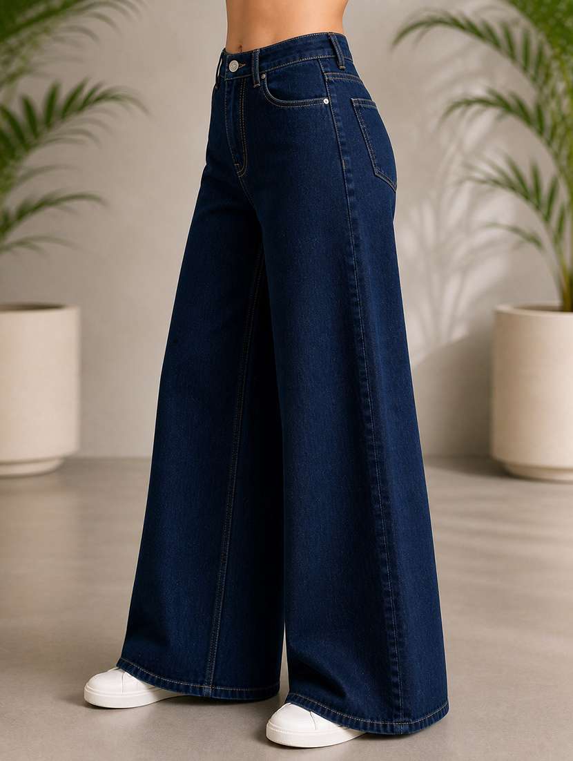 women solid mid rise wide leg jeans - 22512794 -  Standard Image - 2