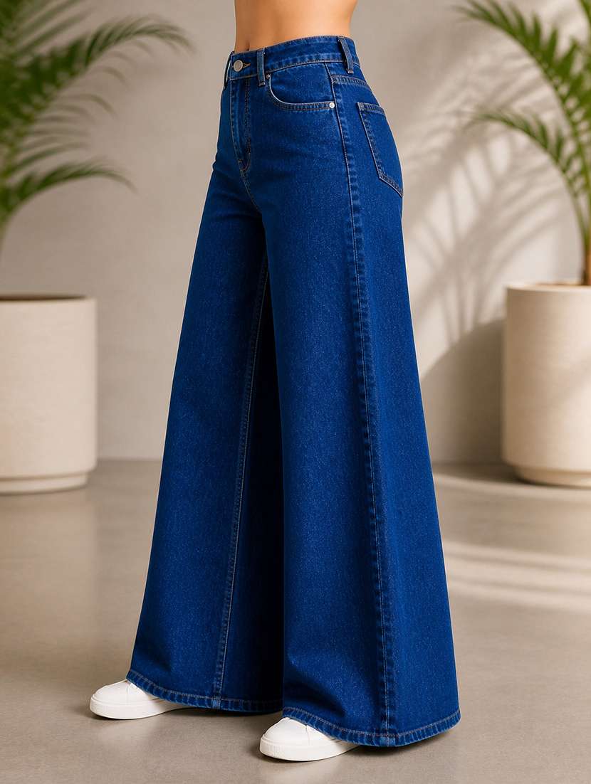 women solid mid rise wide leg jeans - 22512795 -  Standard Image - 2