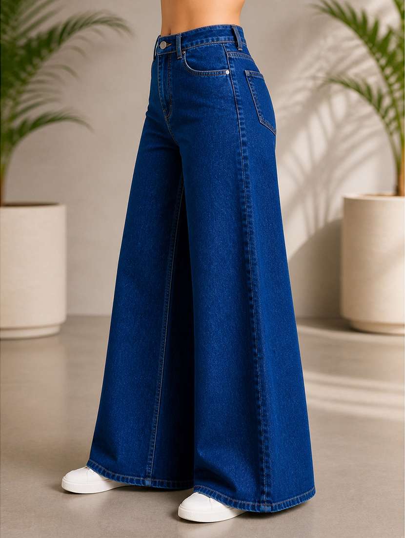 women solid mid rise wide leg jeans - 22512795 -  Standard Image - 2